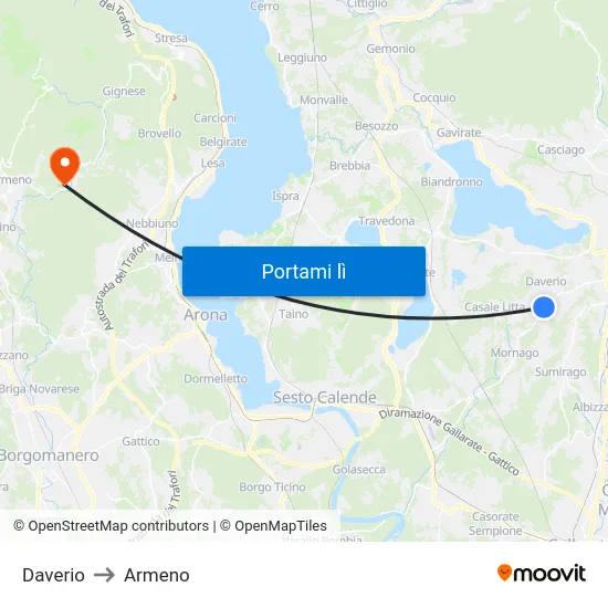Daverio to Armeno map