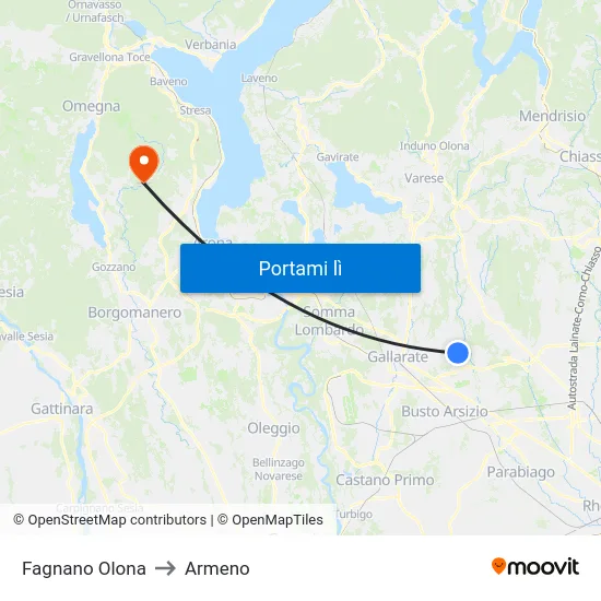 Fagnano Olona to Armeno map