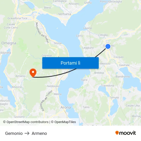 Gemonio to Armeno map