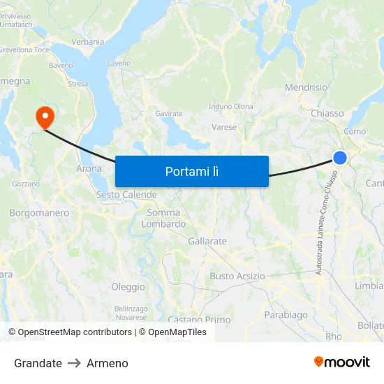 Grandate to Armeno map