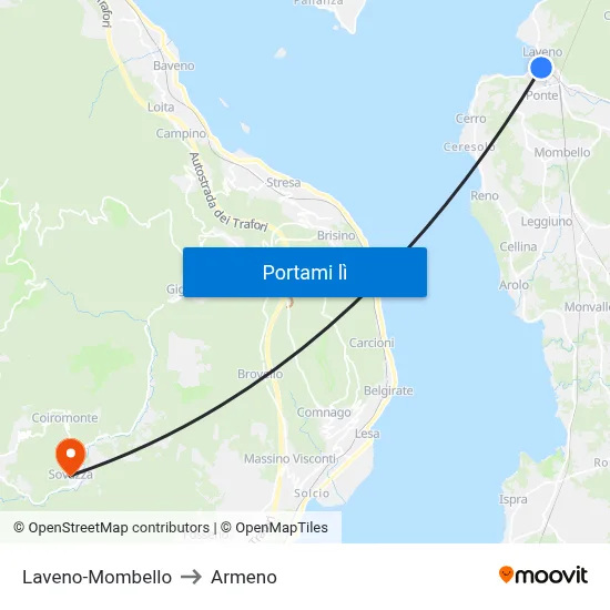 Laveno-Mombello to Armeno map