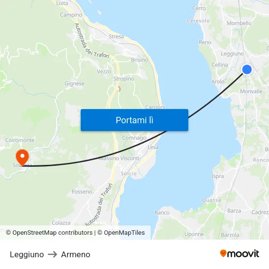 Leggiuno to Armeno map