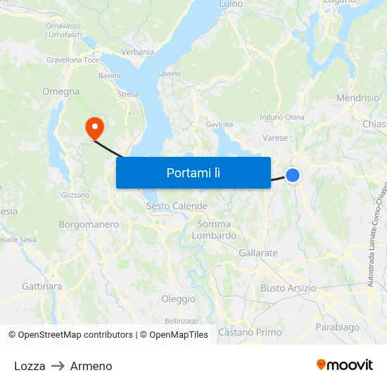 Lozza to Armeno map