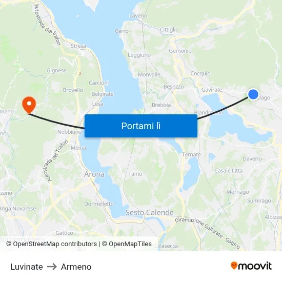 Luvinate to Armeno map