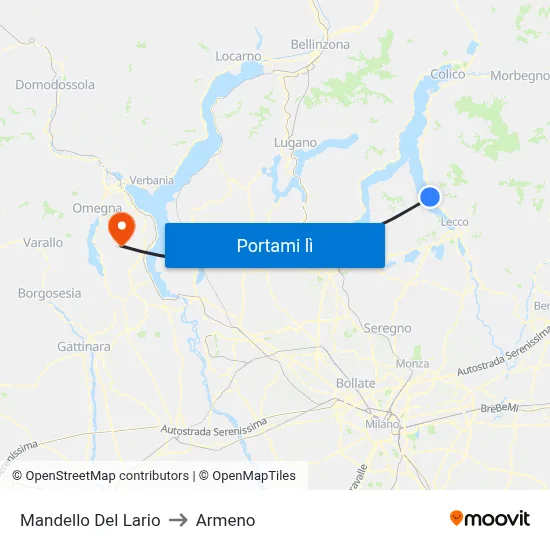 Mandello Del Lario to Armeno map