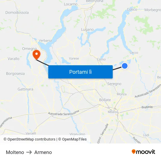 Molteno to Armeno map