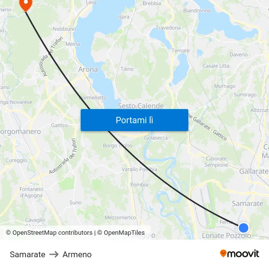 Samarate to Armeno map