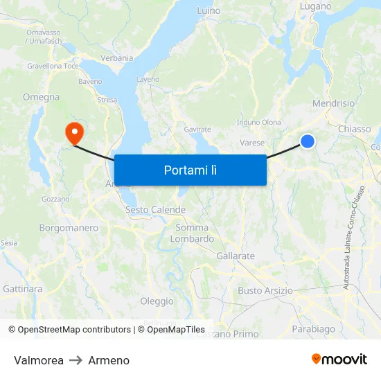 Valmorea to Armeno map