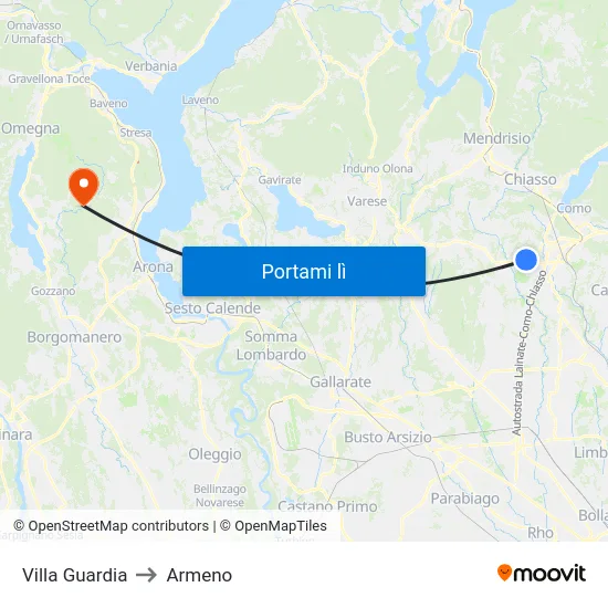 Villa Guardia to Armeno map