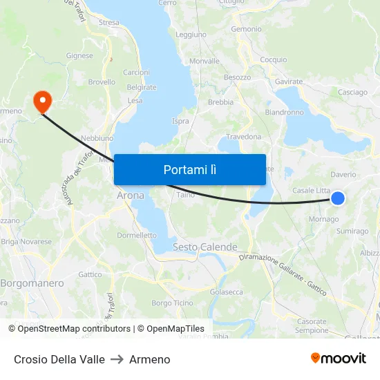 Crosio Della Valle to Armeno map