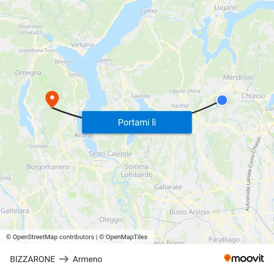 BIZZARONE to Armeno map