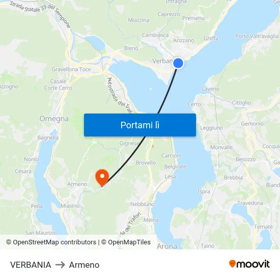 VERBANIA to Armeno map