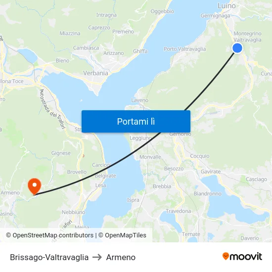 Brissago-Valtravaglia to Armeno map
