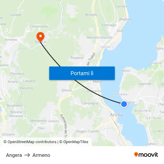 Angera to Armeno map