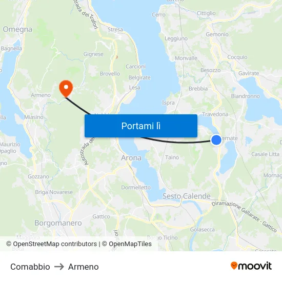 Comabbio to Armeno map