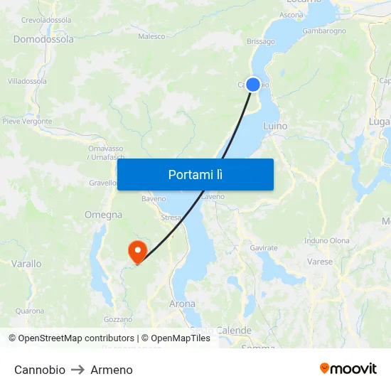 Cannobio to Armeno map