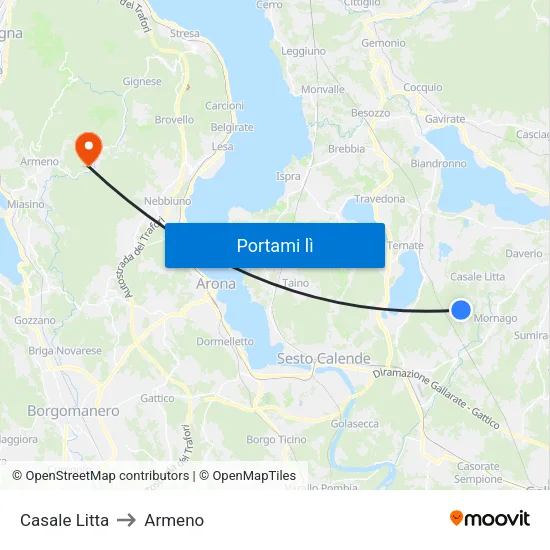 Casale Litta to Armeno map