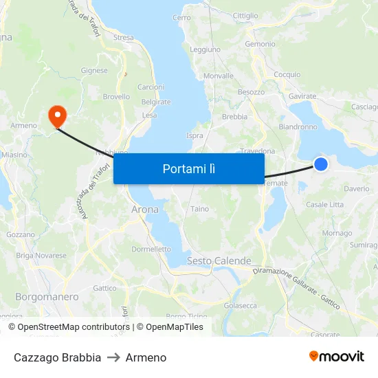 Cazzago Brabbia to Armeno map