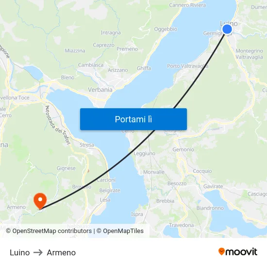 Luino to Armeno map