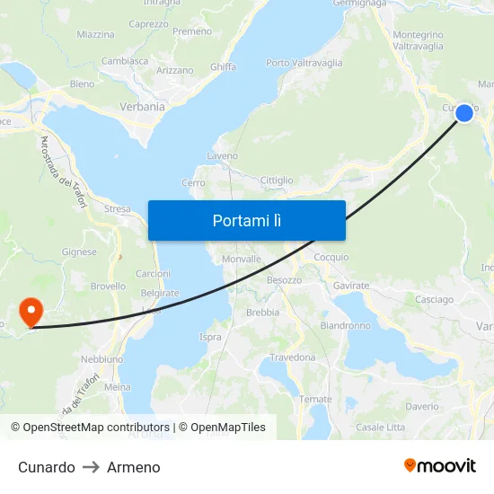 Cunardo to Armeno map