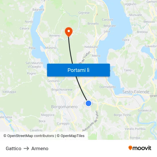 Gattico to Armeno map