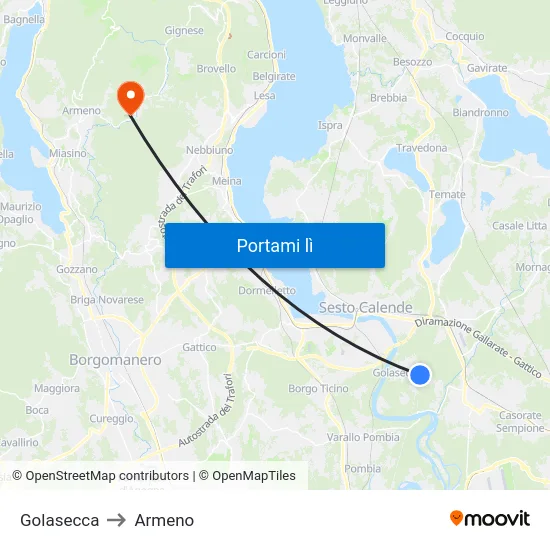 Golasecca to Armeno map