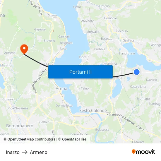 Inarzo to Armeno map