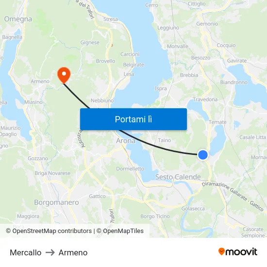 Mercallo to Armeno map