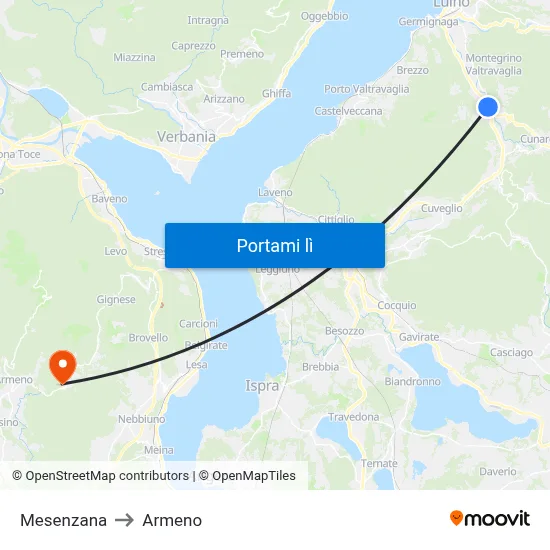 Mesenzana to Armeno map