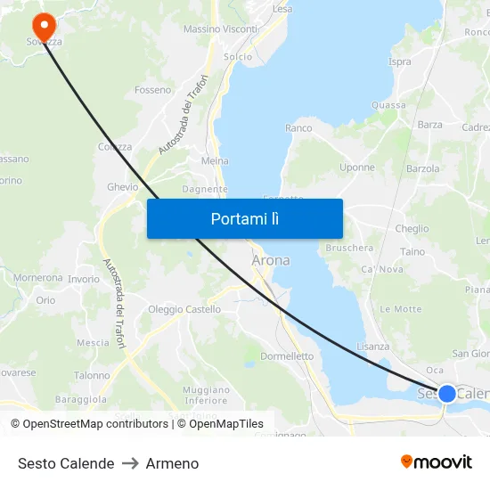 Sesto Calende to Armeno map
