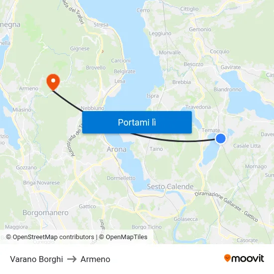 Varano Borghi to Armeno map
