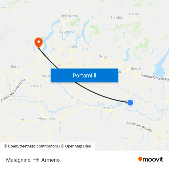 Malagnino to Armeno map