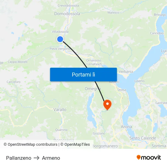 Pallanzeno to Armeno map