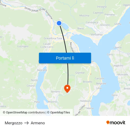 Mergozzo to Armeno map