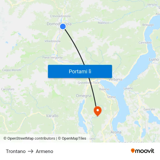 Trontano to Armeno map