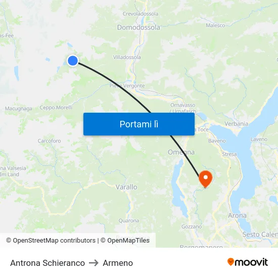 Antrona Schieranco to Armeno map