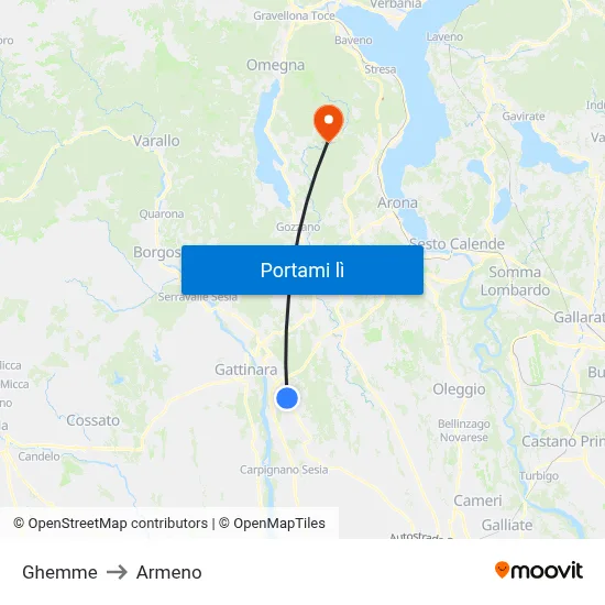 Ghemme to Armeno map