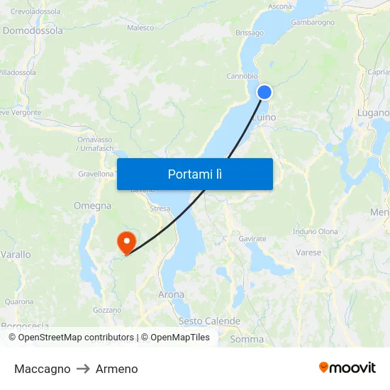Maccagno to Armeno map
