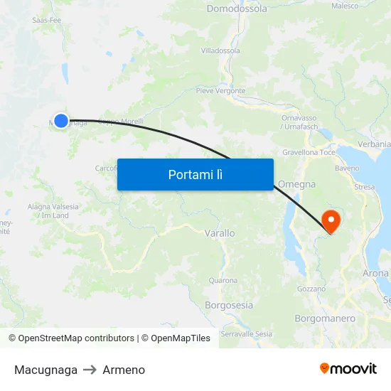 Macugnaga to Armeno map