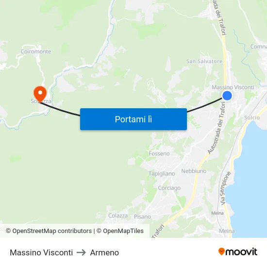 Massino Visconti to Armeno map
