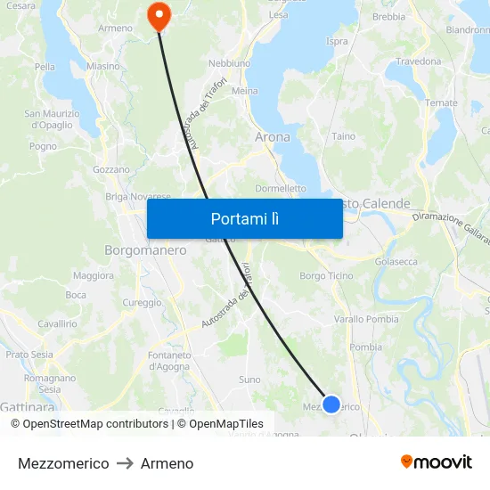 Mezzomerico to Armeno map