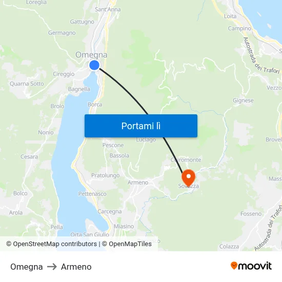 Omegna to Armeno map