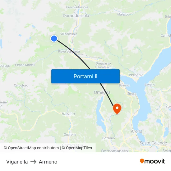 Viganella to Armeno map