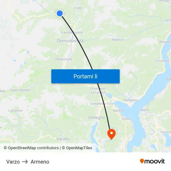 Varzo to Armeno map