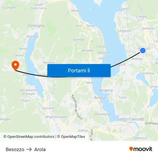 Besozzo to Arola map
