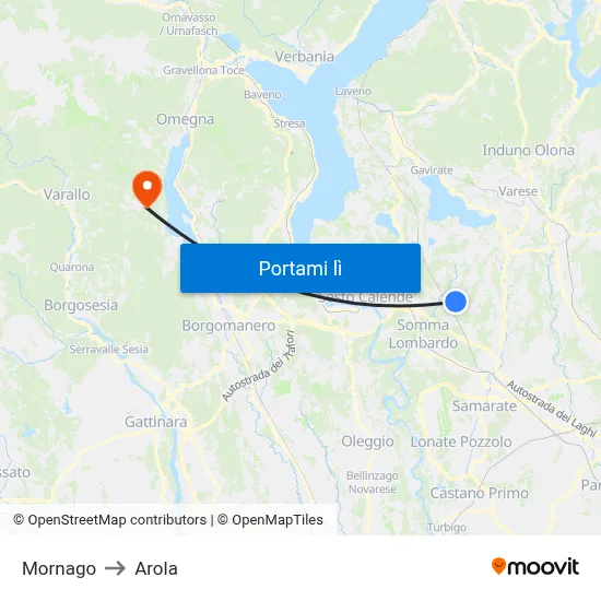 Mornago to Arola map
