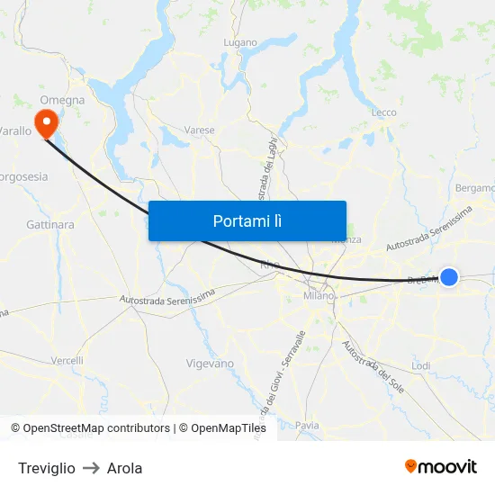 Treviglio to Arola map