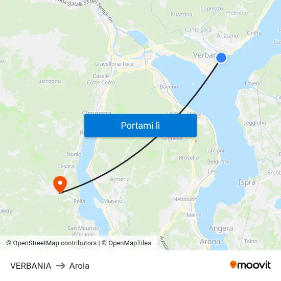 VERBANIA to Arola map