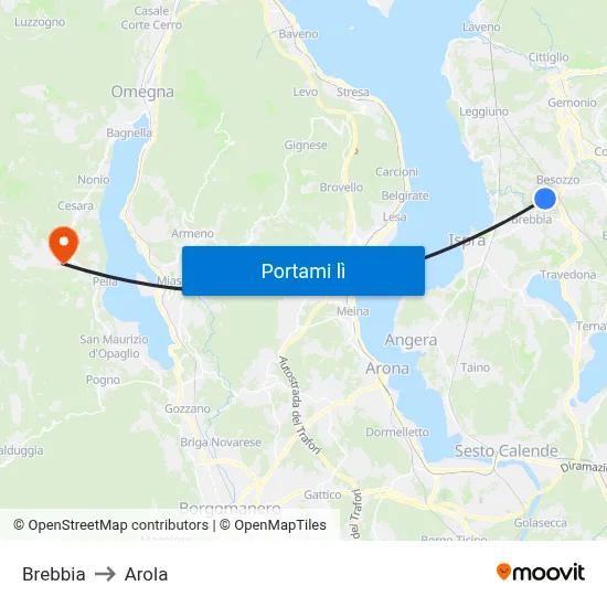 Brebbia to Arola map