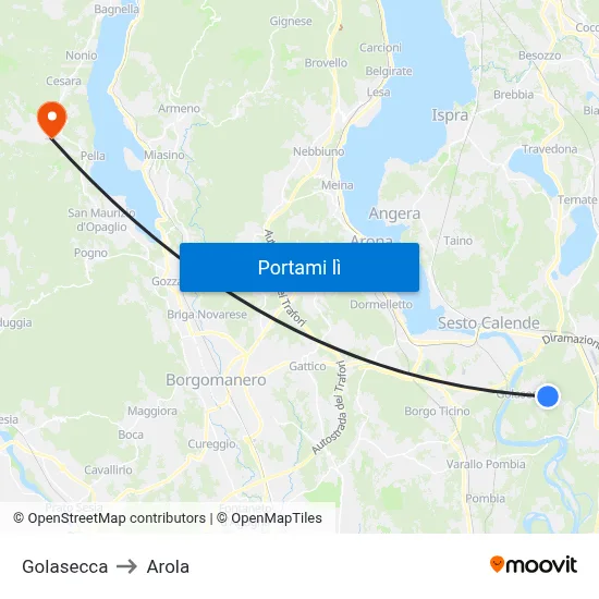 Golasecca to Arola map